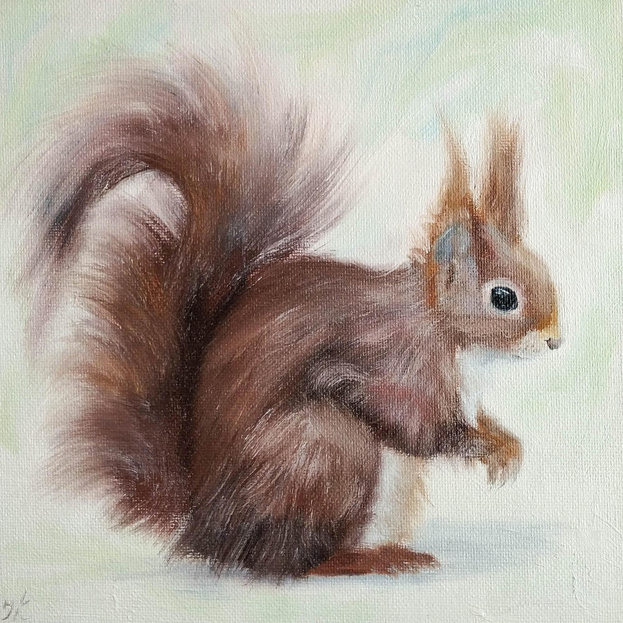 Squirrel painting Painting by Iryna Khort - Fine Art America