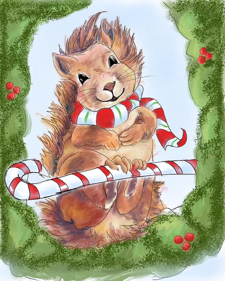 Squirrel Wreath Digital Art by Susan Camp Hilton