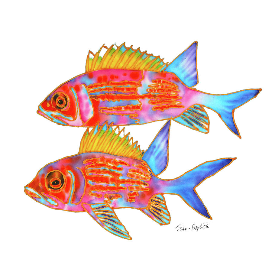 Squirrelfish white background Painting by Daniel Jean-Baptiste