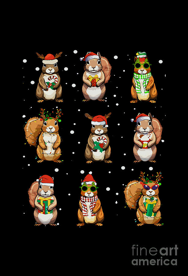 Squirrels Christmas Lights Decor Funny Squirrel Lover Pajama Digital