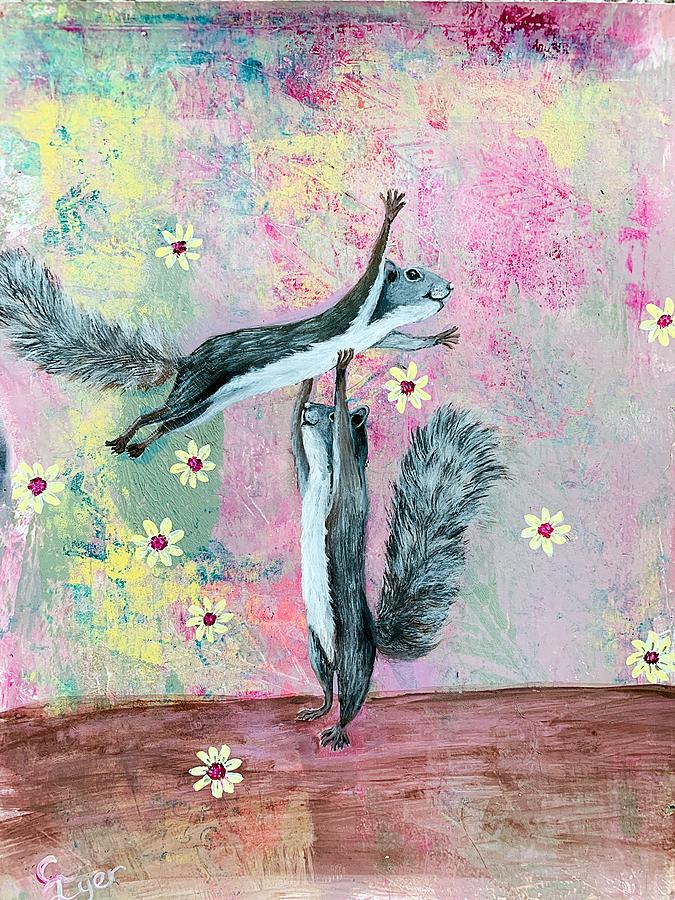 Squirrels Dancing Painting by Carol Iyer - Pixels