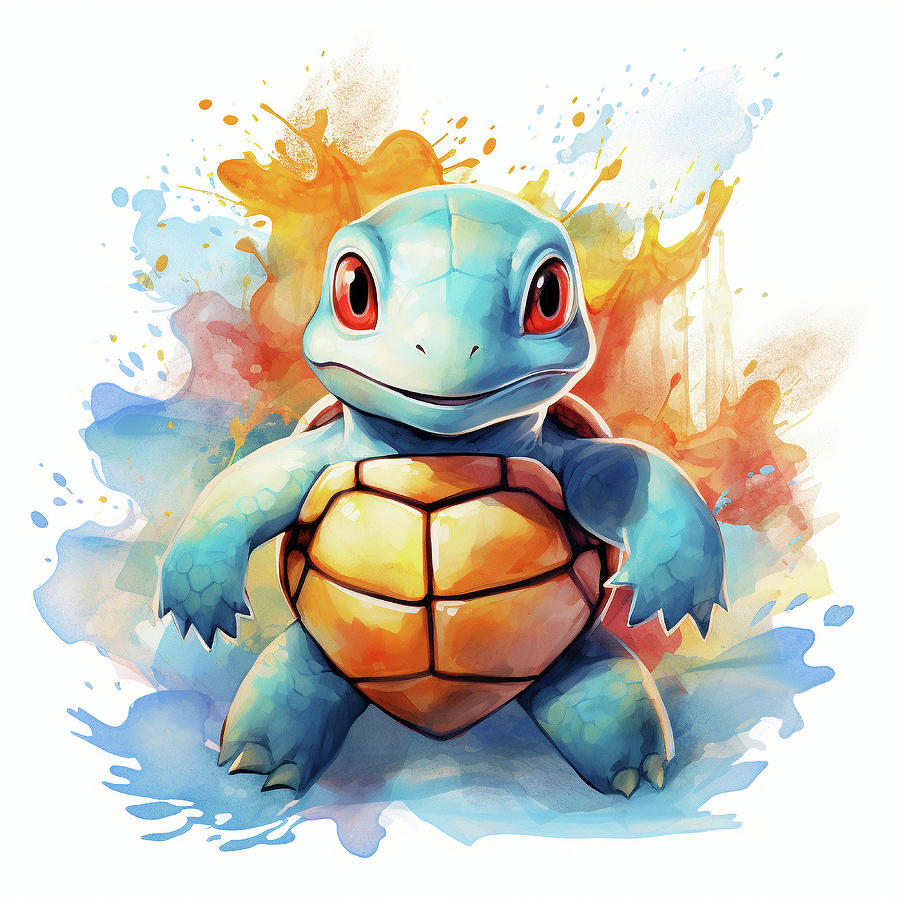 Squirtle portrait watercolor - Pokemon Painting by Jose Alberto - Fine ...