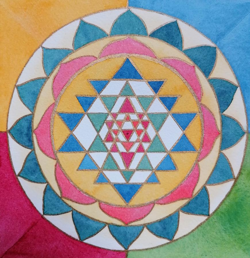 Shri Yantra Rainbow Painting by Esserenza L'arte di essere la propria ...