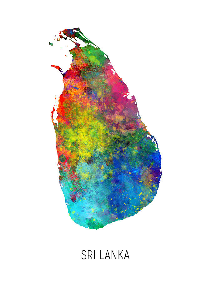 Sri Lanka Watercolor Map Digital Art by Michael Tompsett