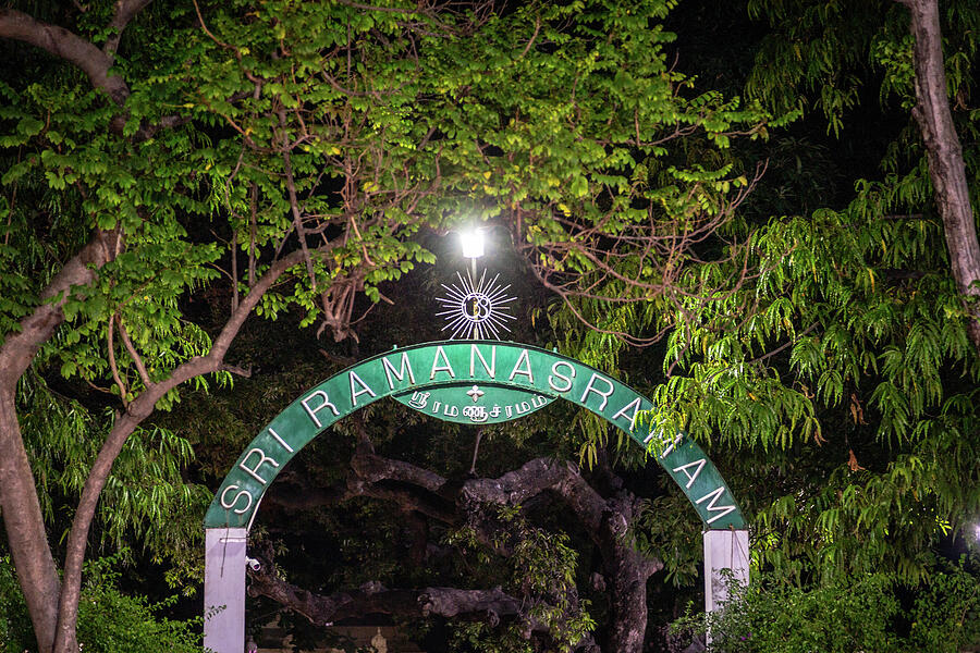 Sign Photograph - Sri Ramanashramam Entrance by Sonny Marcyan