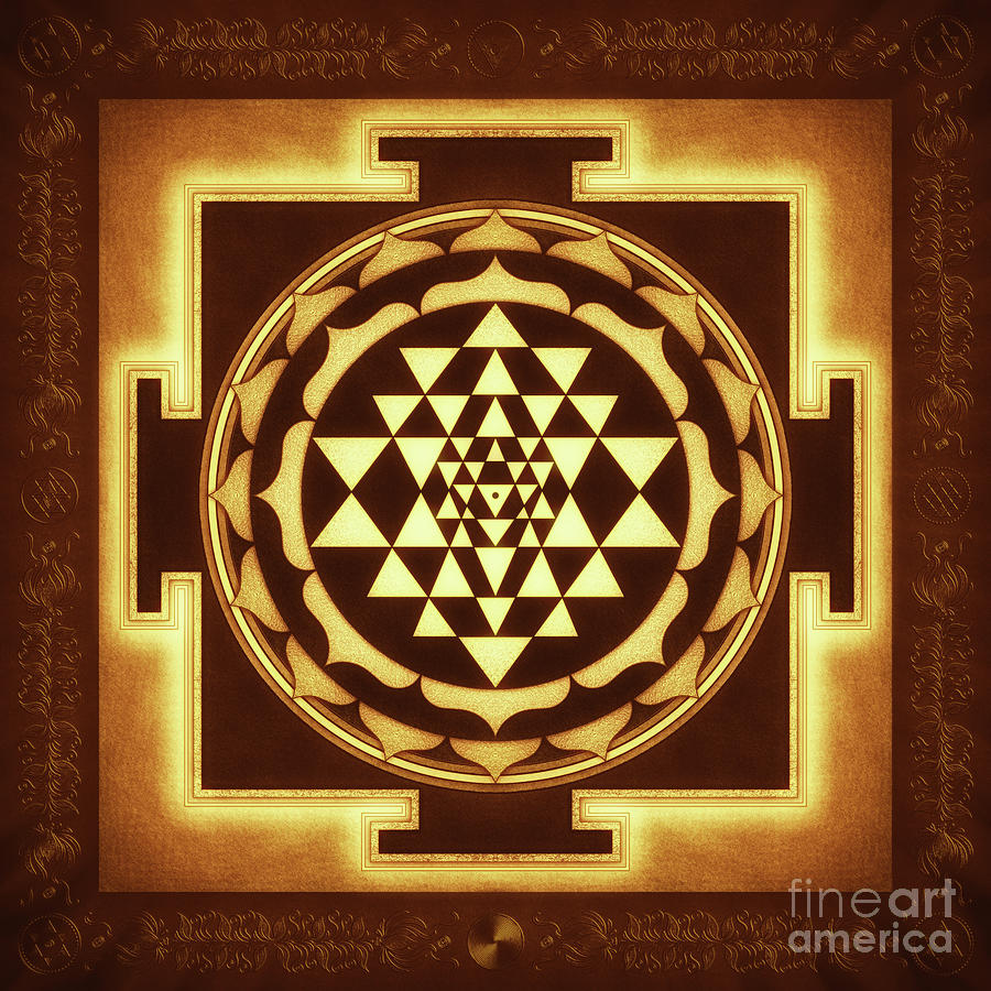 Sri Yantra XVII - Golden Moon White Digital Art by Dirk Czarnota - Pixels