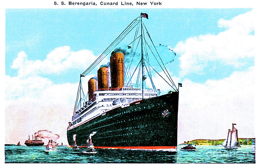 Ss Berengaria Cunard Line New York Travel Postcard Painting