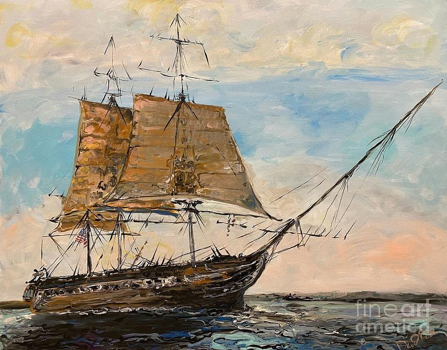 Uss Constitution Painting - SS Constitution by David Pitts