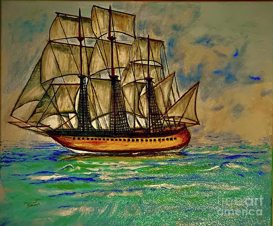 SS Crew Sail Ship Painting by Michael Silbaugh
