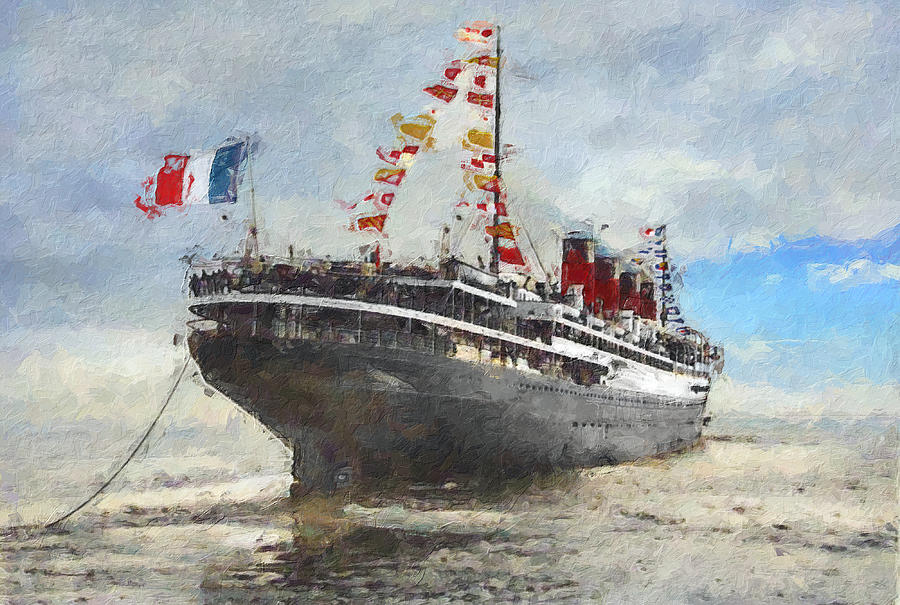 SS France Stern Digital Art by Geir Rosset