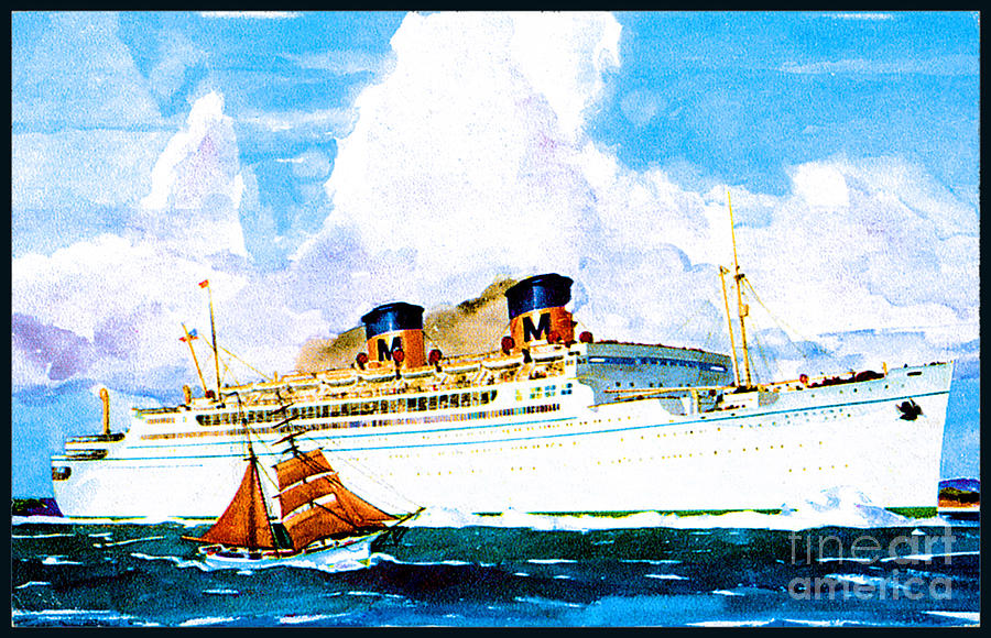 Ss Lurline Cruise Ship Travel Postcard 1932 Painting