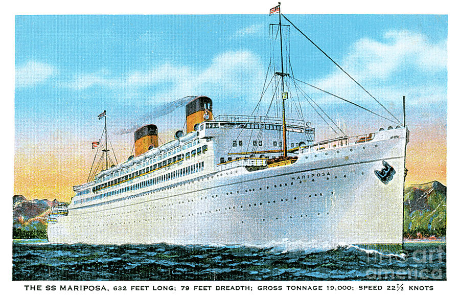  SS Mariposa Cruiseship Postcard Painting by Unknown