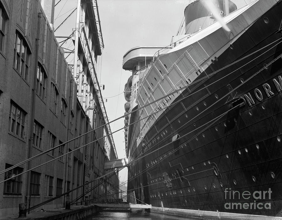 SS Normandie Being Converted to a Troop Ship Photograph by The Harrington Collection