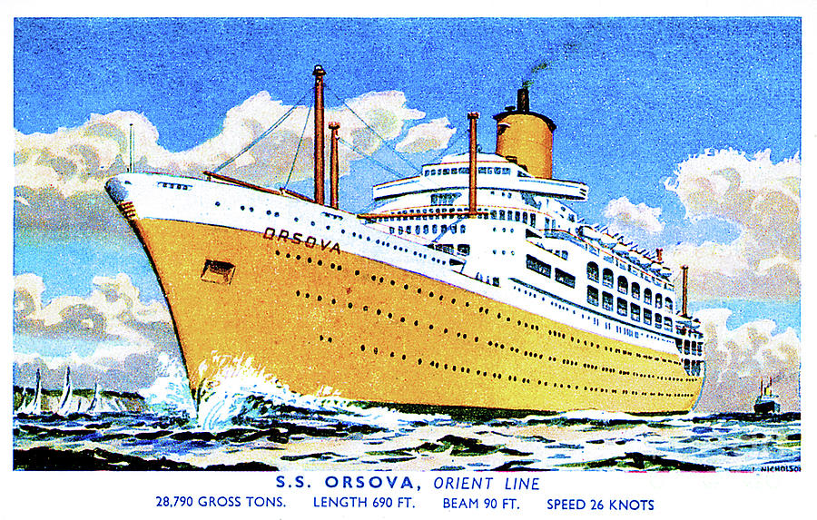 SS Orsova Orient Lines 1953 Postcard Painting by Unknown