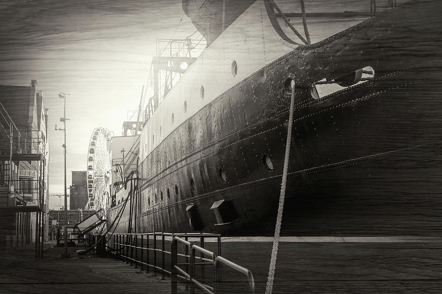 SS Soldek Gdansk Poland Black and White  Photograph by Carol Japp