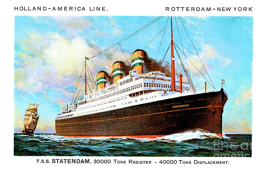 SS Statendam 1924 Travel Postcard Painting by Unknown
