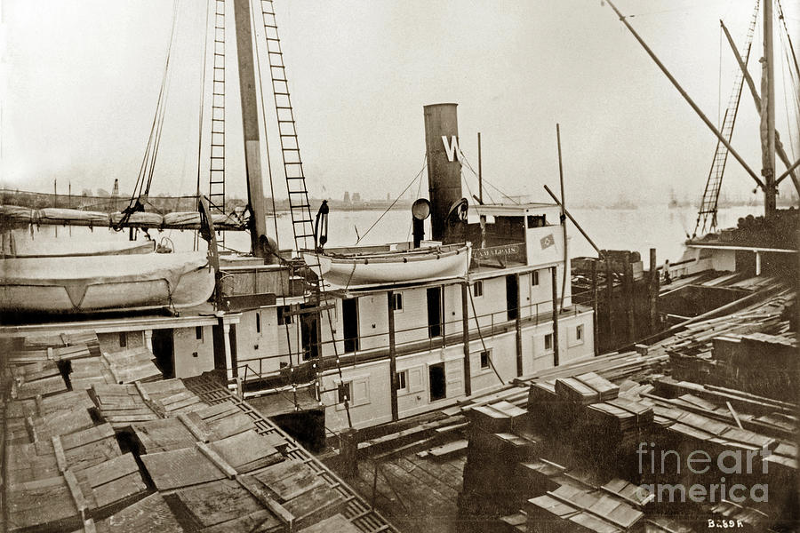 Oakland Photograph - S.S. Tamalpais - Load Of Shingles On Dock Oakland Estuary, Cali by Monterey County Historical Society
