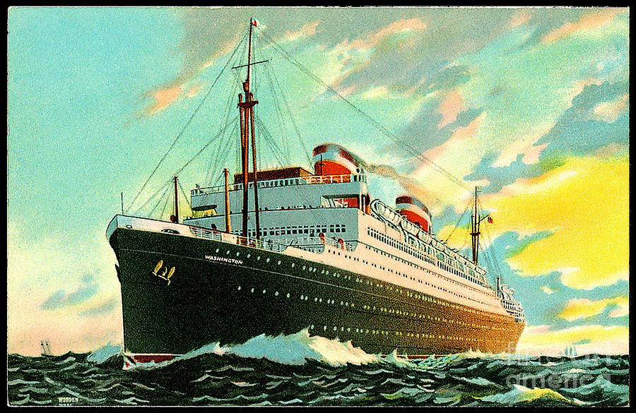 SS Washington 1932 Travel Postcard Painting by Unknown