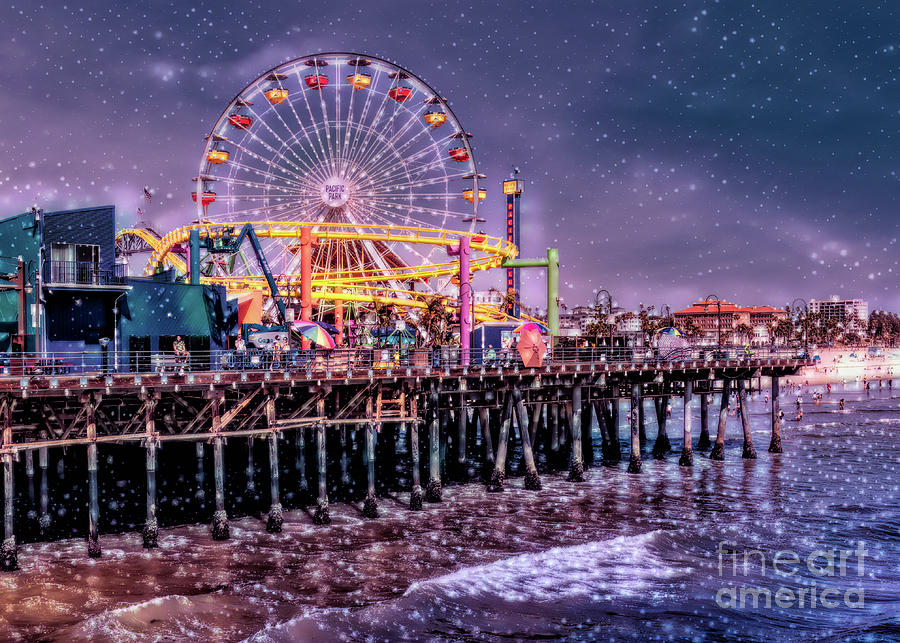 Santa Monica Pier with Glitter Photograph by Roslyn Wilkins