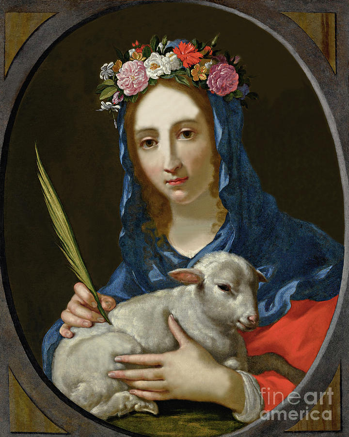St. Agnes - CZGNE Painting by Ceseri Dandini