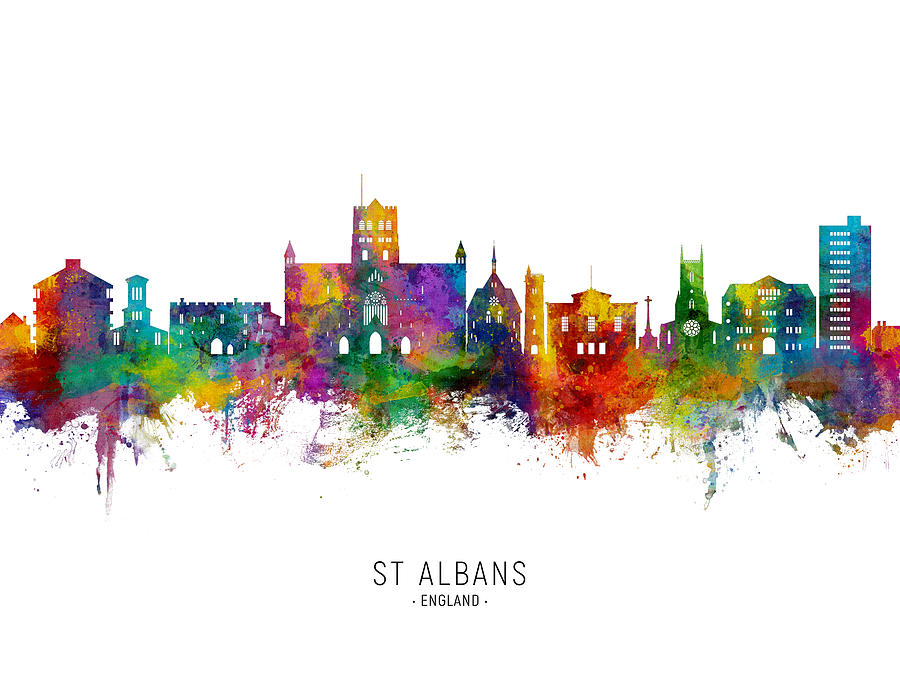 St Albans England Skyline #06 Digital Art by Michael Tompsett