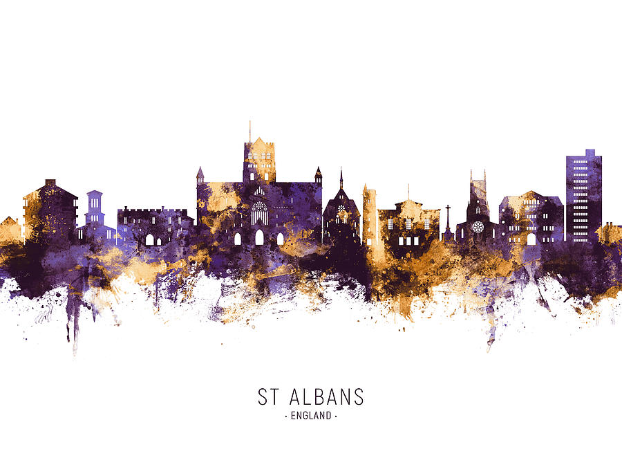 St Albans England Skyline #08 Digital Art by Michael Tompsett