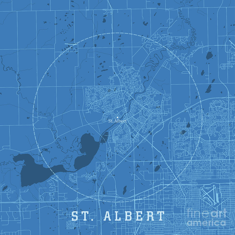 St. Albert Alberta City Vector Road Map Blue Text Digital Art by Frank ...