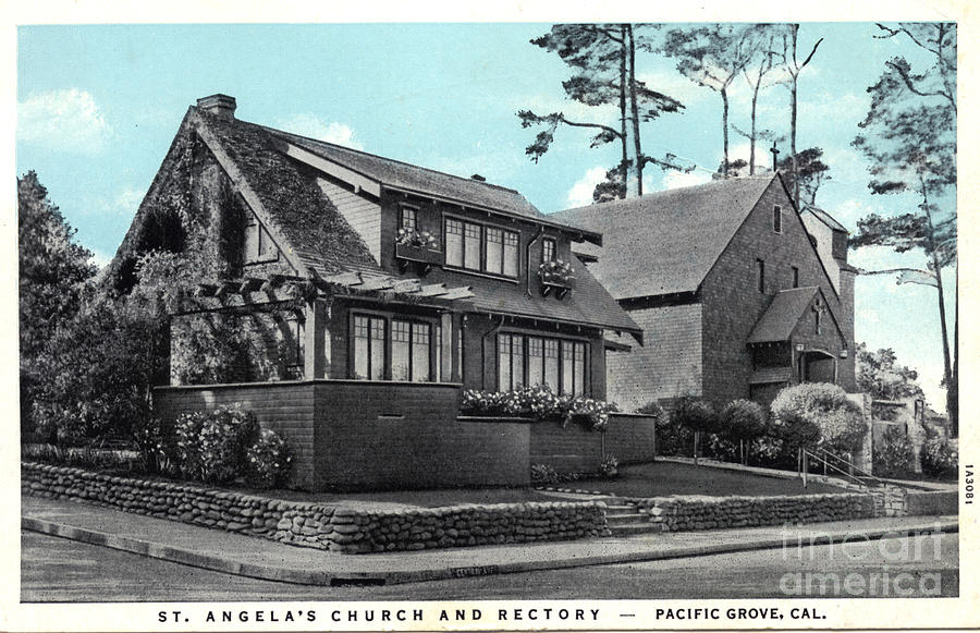 Rectory Photograph - St. Angelas Church and Rectory, Pacific Gtrove, Cal. Circa 1930 by Monterey County Historical Society