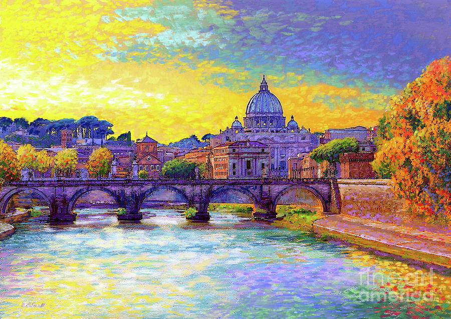 Italy Painting - St Angelo Bridge Ponte St Angelo Rome by Jane Small