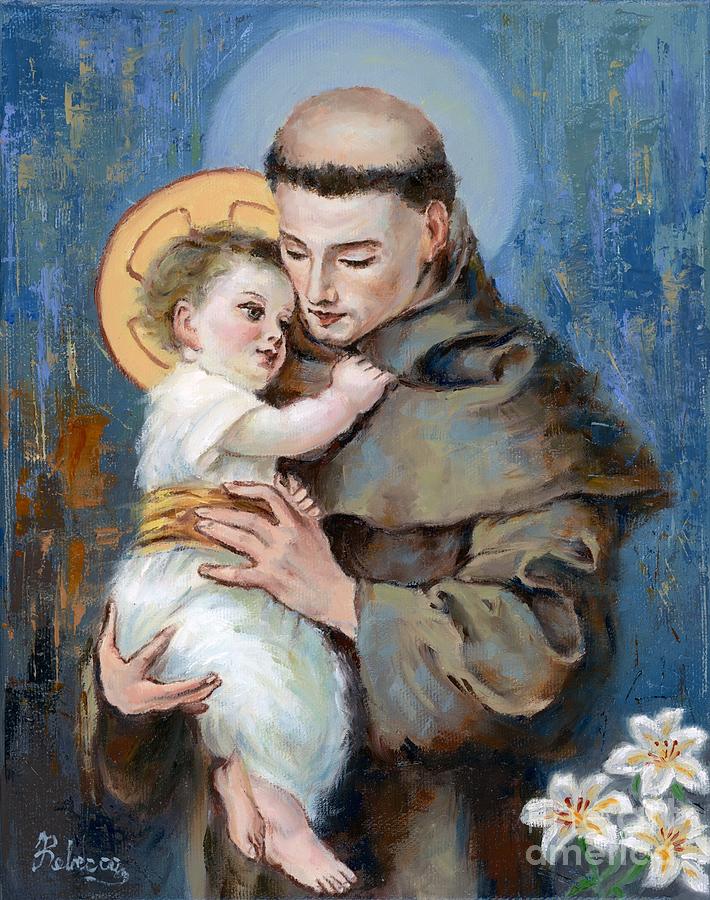 St Anthony of Padua with the Child Jesus Painting by Rebecca Mike ...