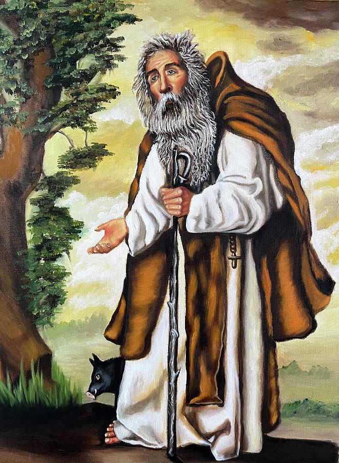 St Anthony The Abott Painting by Theresa Cangelosi