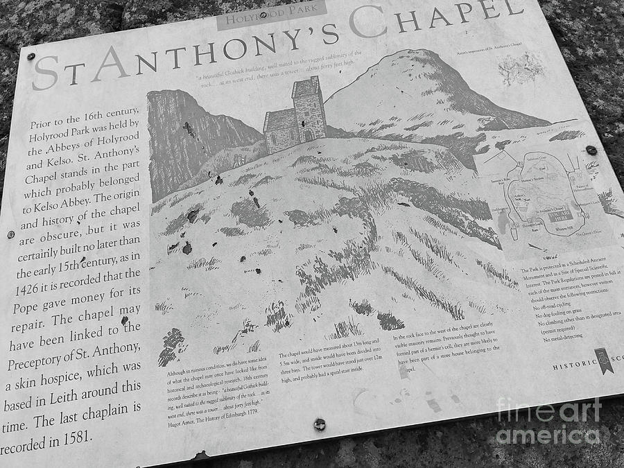 Landscape Photograph - St Anthonys Chapel Arthurs Seat in Mono 02 by Douglas Brown