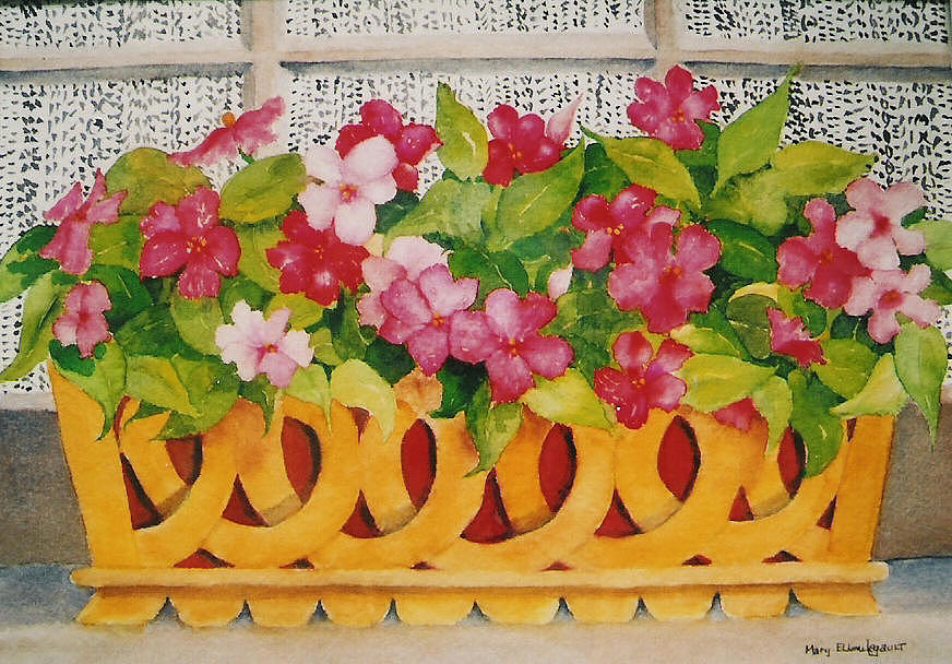St. Anton Windowbox Painting by Mary Ellen Mueller Legault