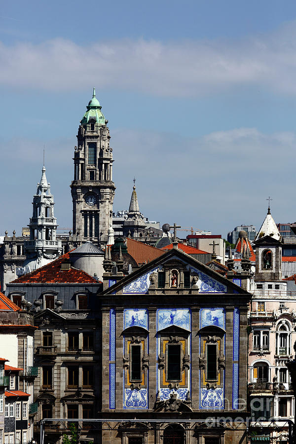 Architecture Photograph - St Antony church and city hall tower Porto Portugal by James Brunker