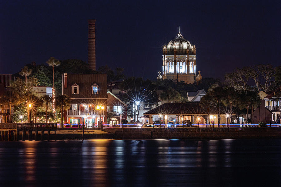Landscape Photograph - St. Augustine Bayfront At Night by Bryan Williams