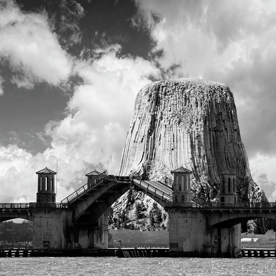 St Augustine Drawbridge and Devils Tower BW Mixed Media by Bob Pardue