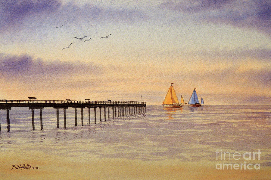 St Augustine Florida Beach and Pier Painting by Bill Holkham
