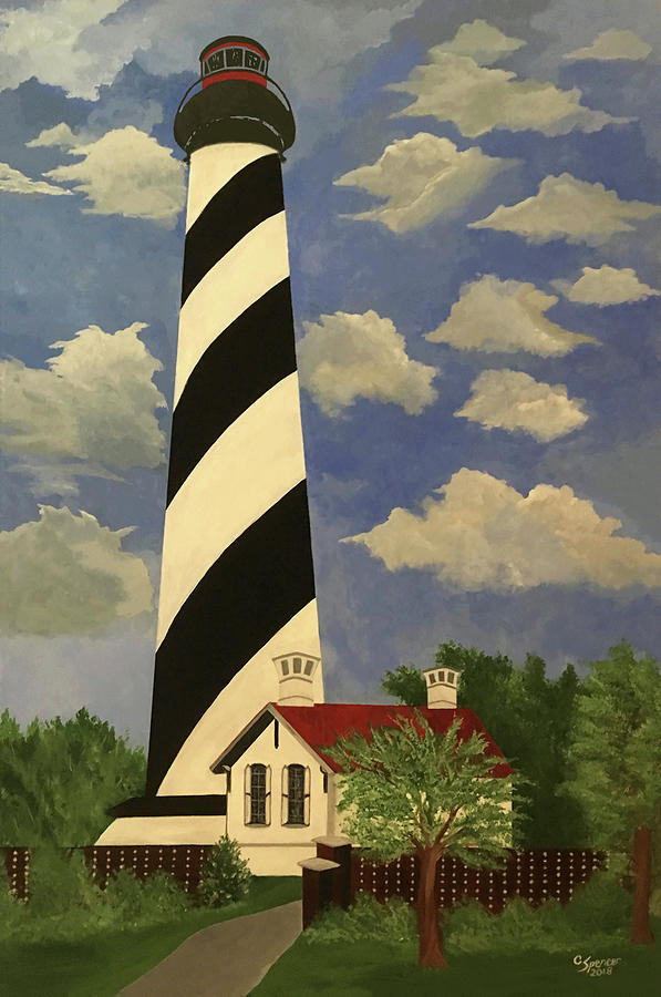 St Augustine Lighthouse Painting by Connie Spencer
