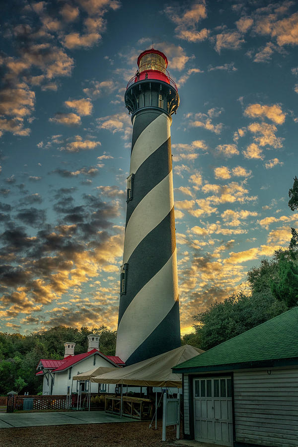 St Augustine Lighthouse Sunset with Clouds DSC00390_16 Photograph by Greg Kluempers