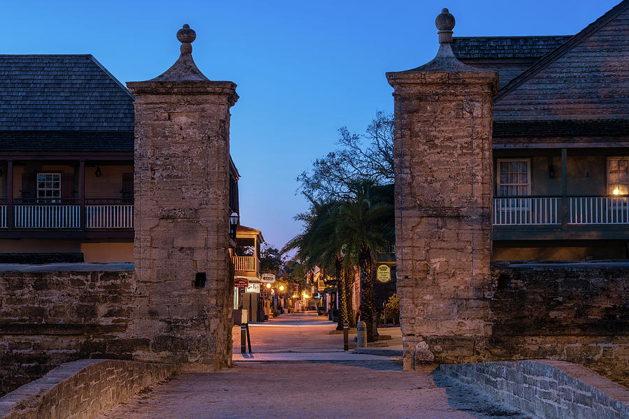 St. Augustine Old City Gate at Twilight Photograph by Dawna Moore Photography