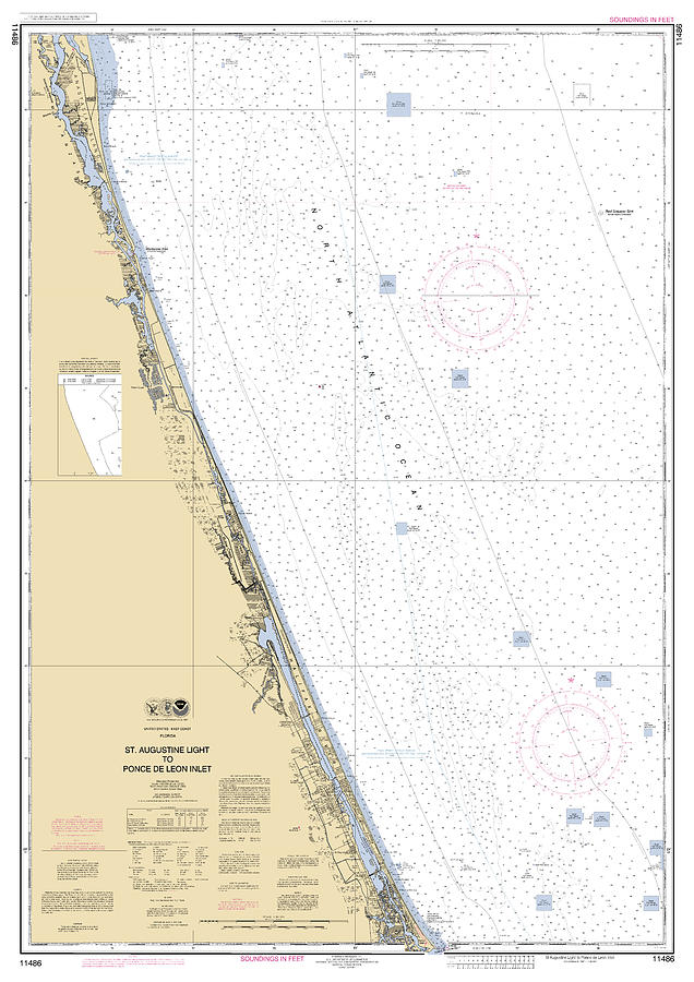 St. Augustine to Ponce De Leon Inlet, NOAA Chart 11486 Digital Art by ...