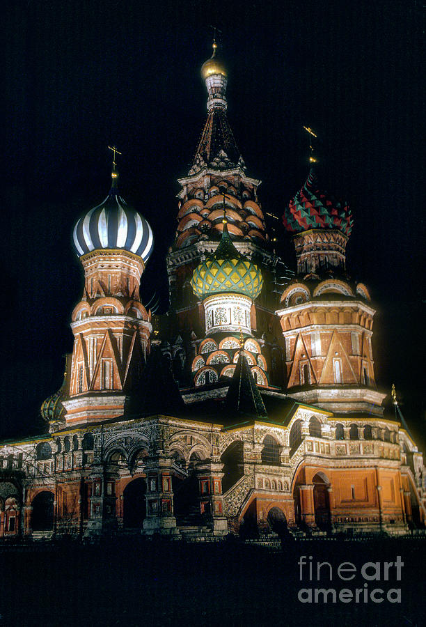 St. Basils Cathedral After Dark Photograph by Bob Phillips