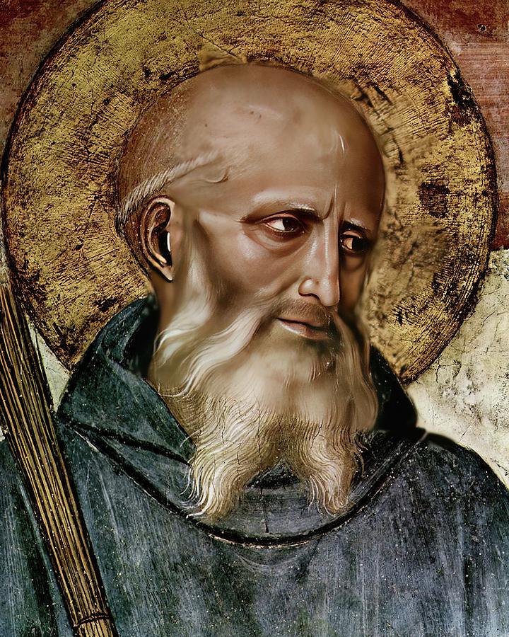 St Benedict of Nursia Catholic Saint Fra Angelico Mixed Media by Fra Angelico
