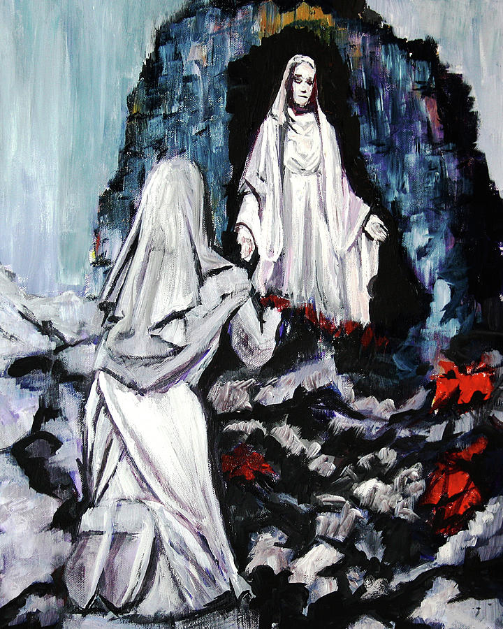 St Bernadette at the Grotto Painting by Frank Botello