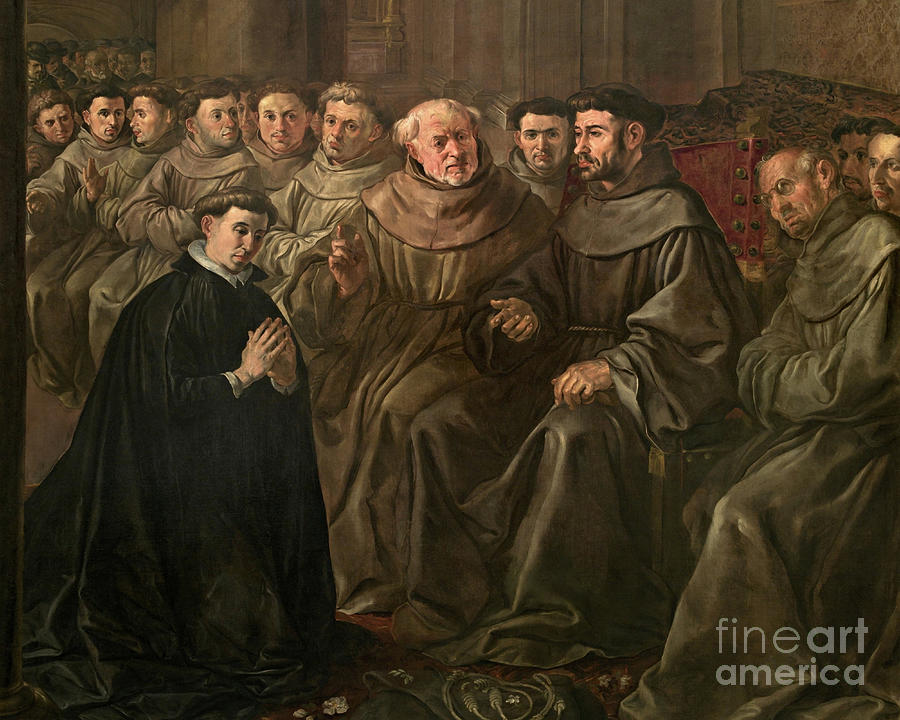 St. Bonaventure Receiving Habit from St. Francis - CZBRH Painting by Francisco de Herrera The Elder