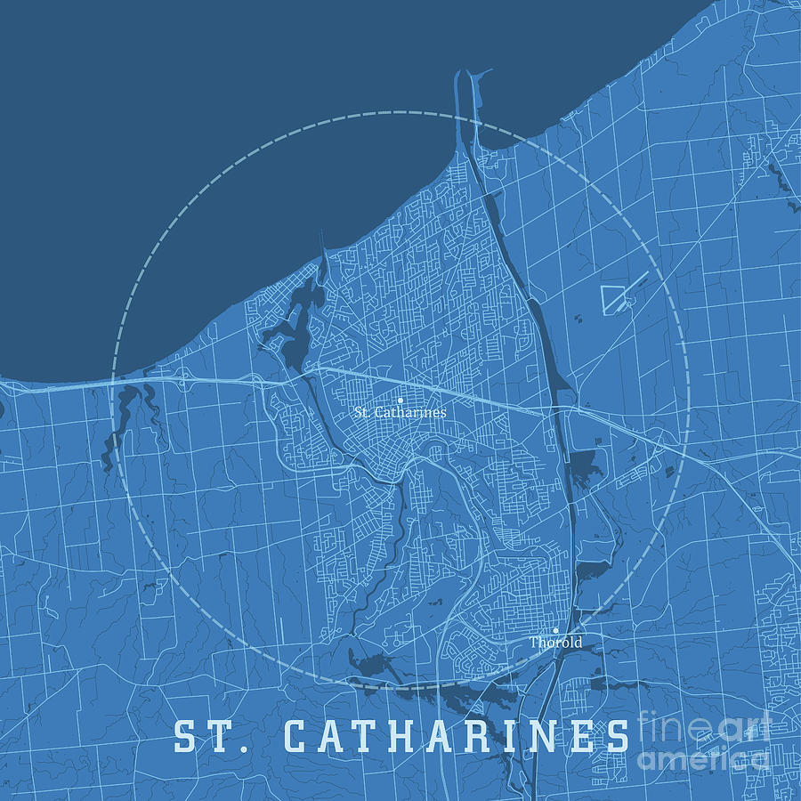 St. Catharines ON City Vector Road Map Blue Text Digital Art by Frank ...