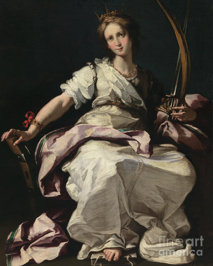 St. Catherine of Alexandria - CZCAA Painting by Bernardo Strozzi
