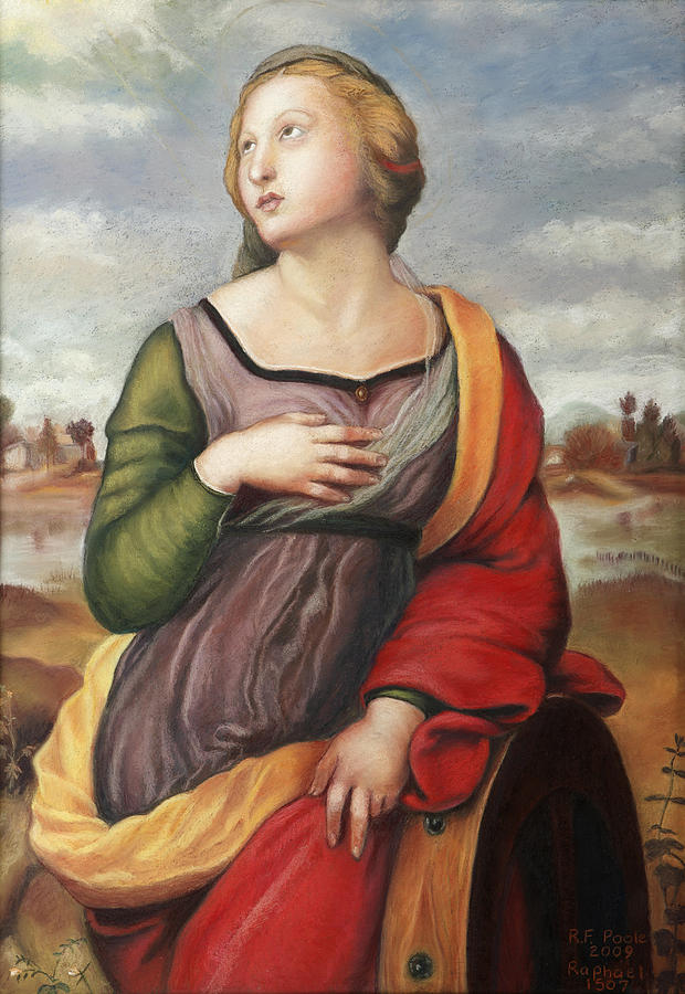 Raphael Pastel - St. Catherine by Rebecca Poole