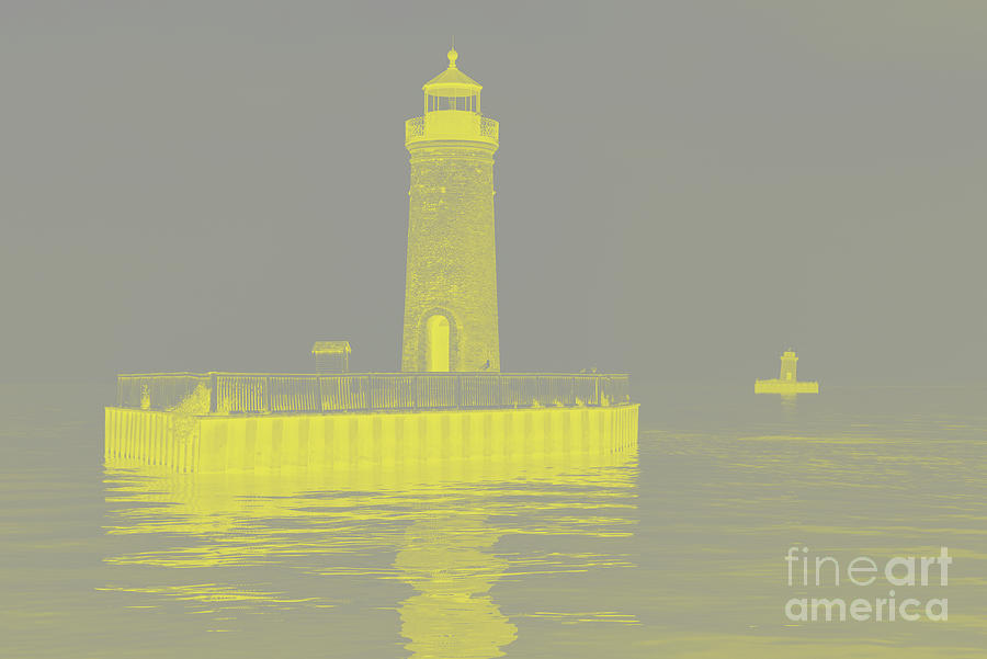 St. Clair Flats Range Lighthouse Art Deco Print 2021 Colors of the Year Photograph by Mark Graf