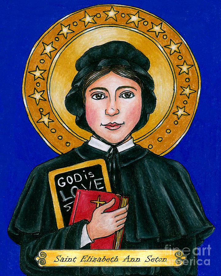 St. Elizabeth Ann Seton - BNTON Painting by Brenda Nippert